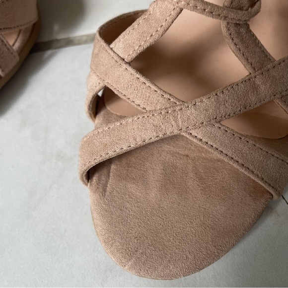 Franco SARTO Womens Lace Up Taupe Suede Heeled Dress Sandals Size 9.5 - Picture 8 of 12